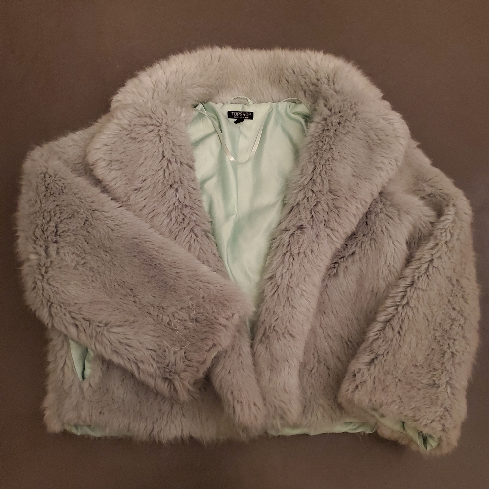 TOPSHOP mint fun faux fur